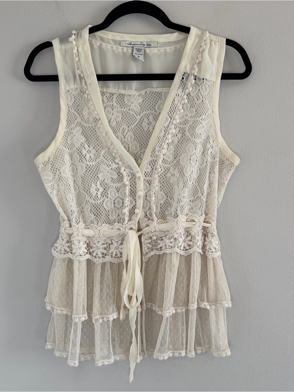 American Rag Lace Cream Sleeveless Blouse